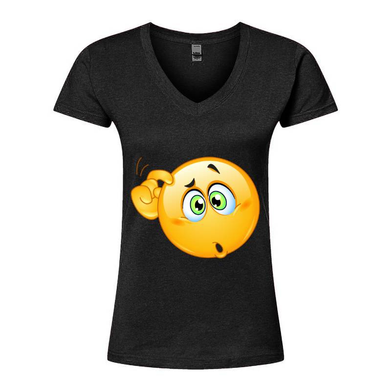 Confused Emoji V-Neck T-Shirt