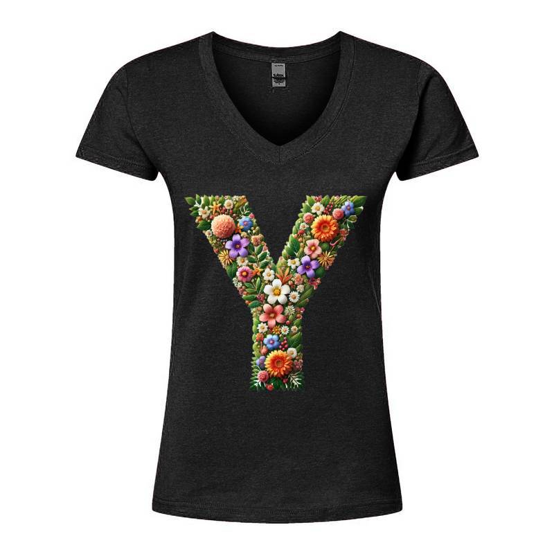 Letter Y V-Neck T-Shirt