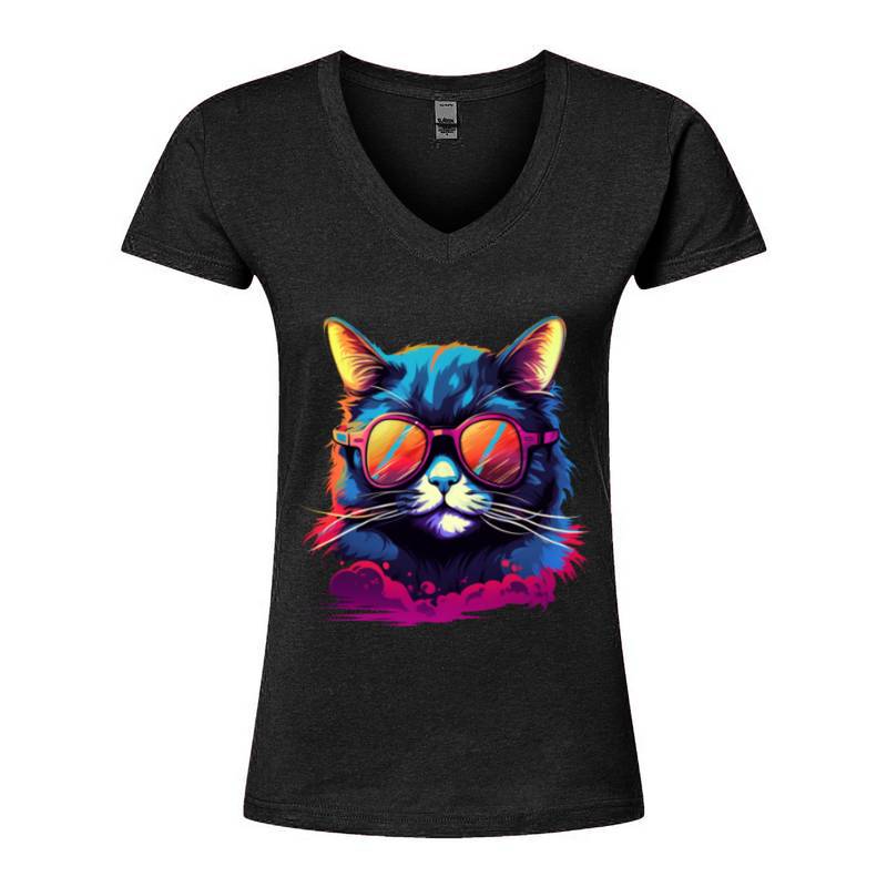Sly Cat V-Neck T-Shirt
