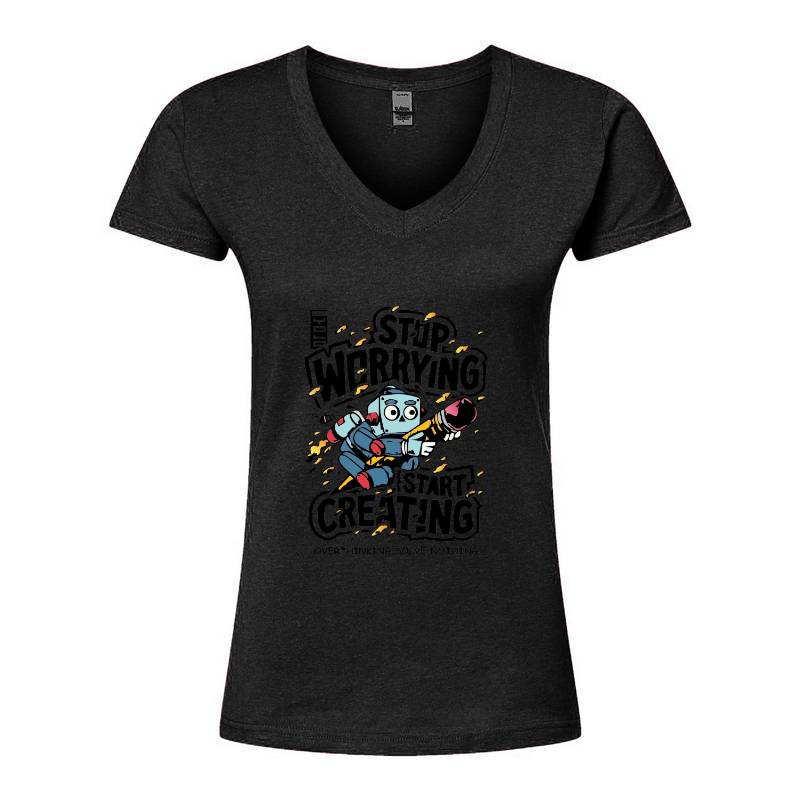 Stop Worrying Start Creating V-Neck T-Shirt