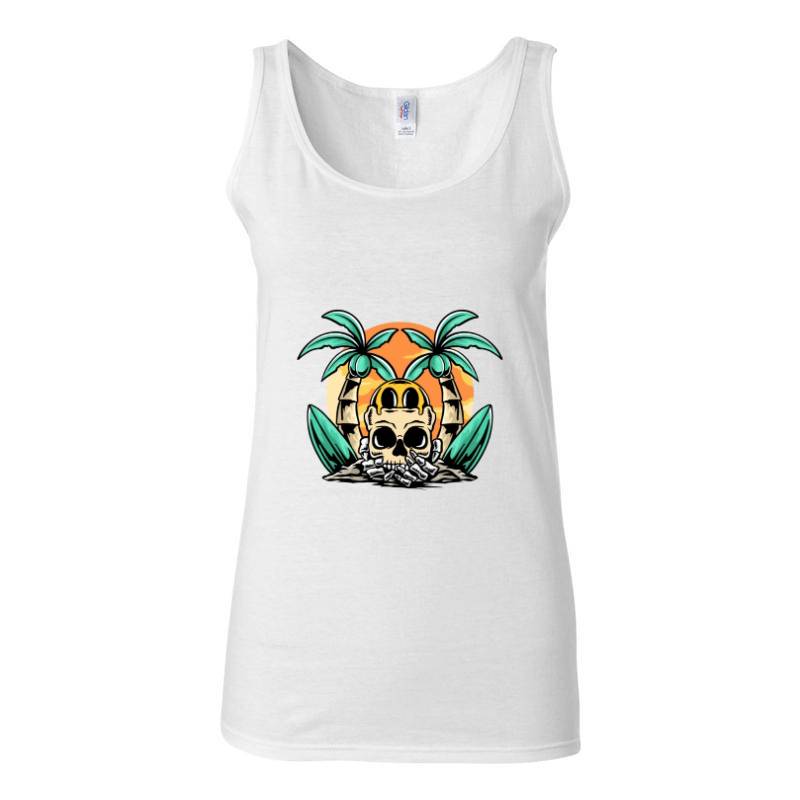 Palm and Skull Tank Top T-Shirt