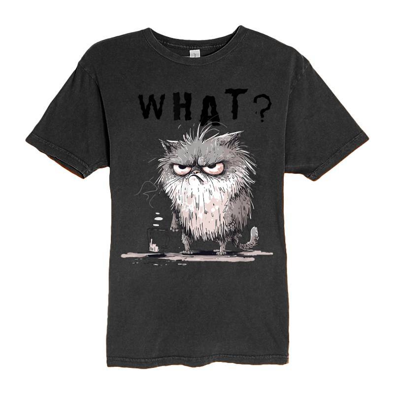 Funny Cat Coffee Sarcastic Meme Frazzled Cat Debie T-Shirt