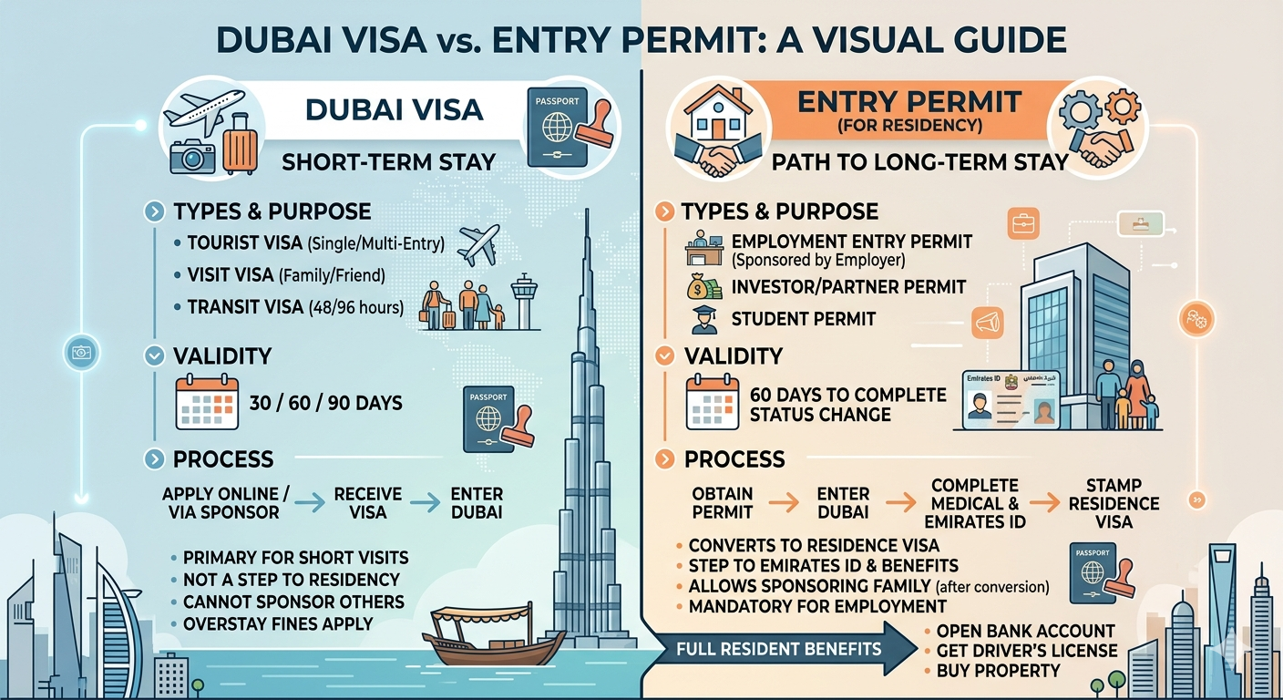 Dubai Permit vs Dubai Visa: Are They the Same? Complete UAE Entry Guide for Travelers (2026)
