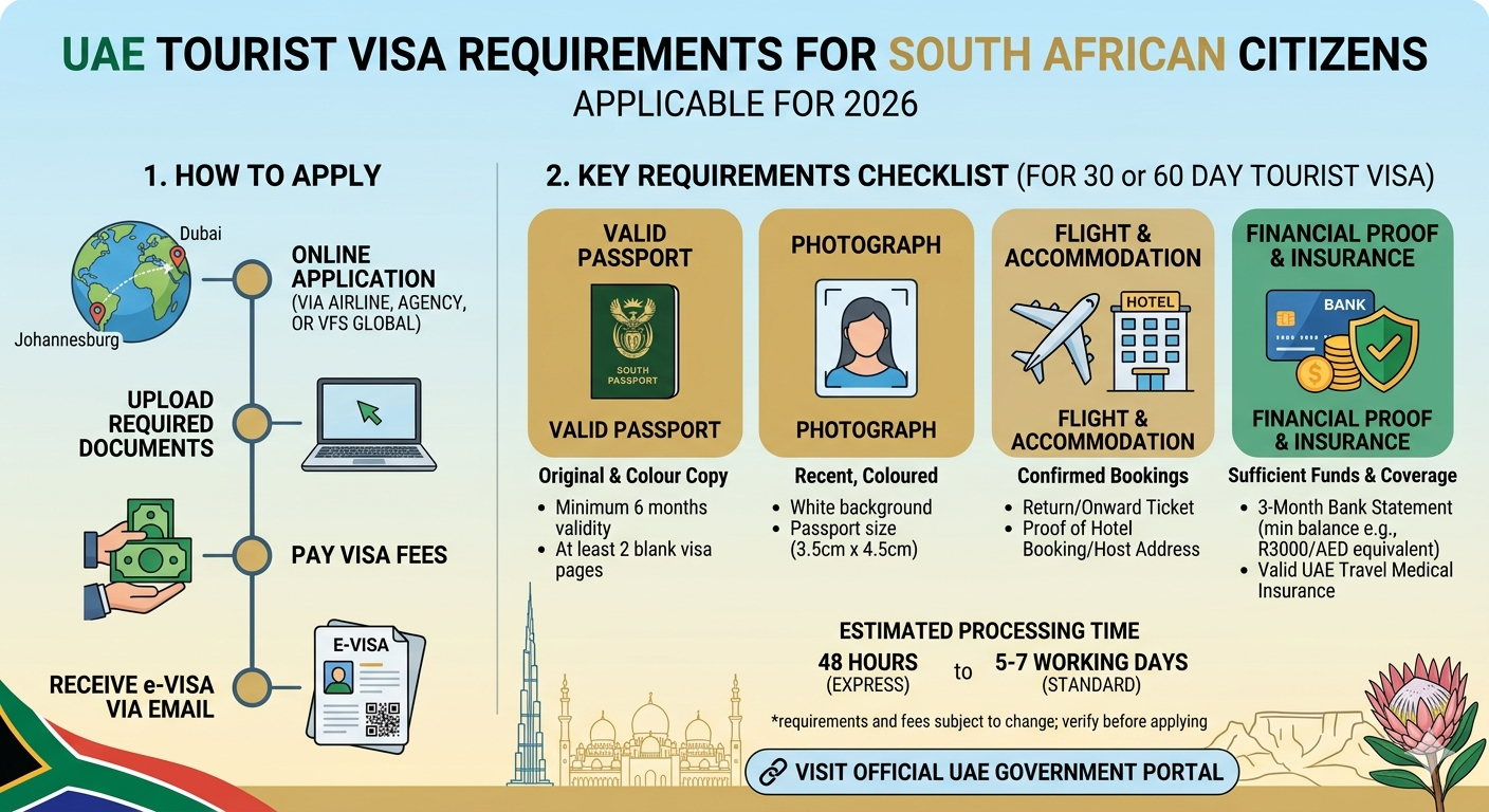 UAE Tourist Visa Requirements for South African Citizens 2026