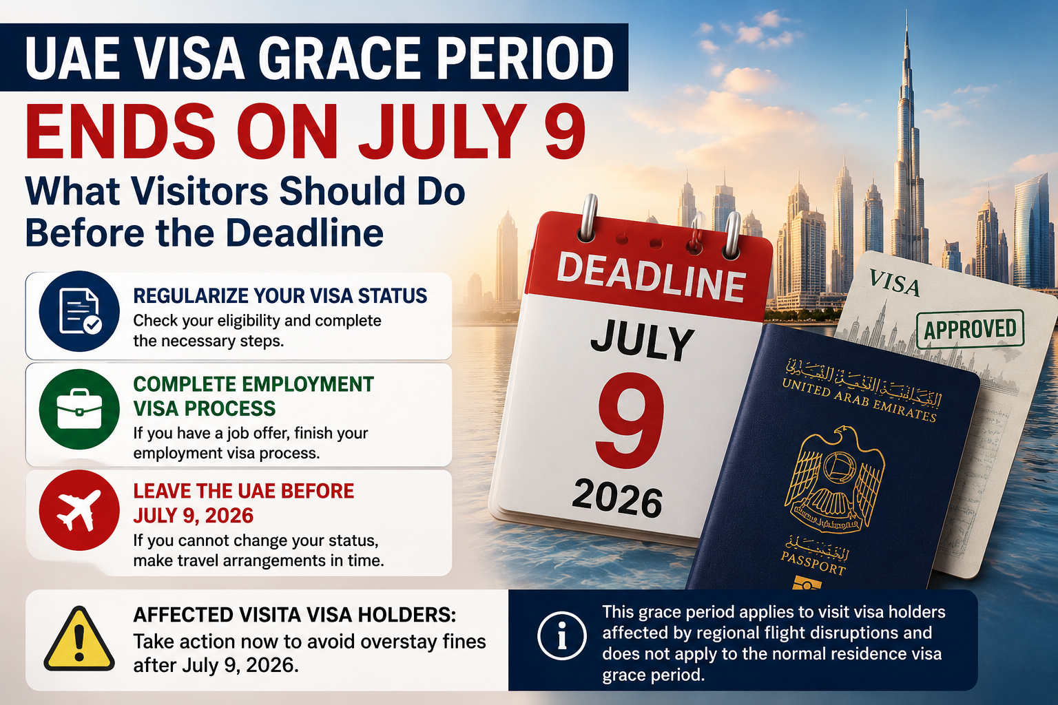 UAE Visa Grace Period Ends on July 9: What Affected Visitors Need to Do Before the Deadline