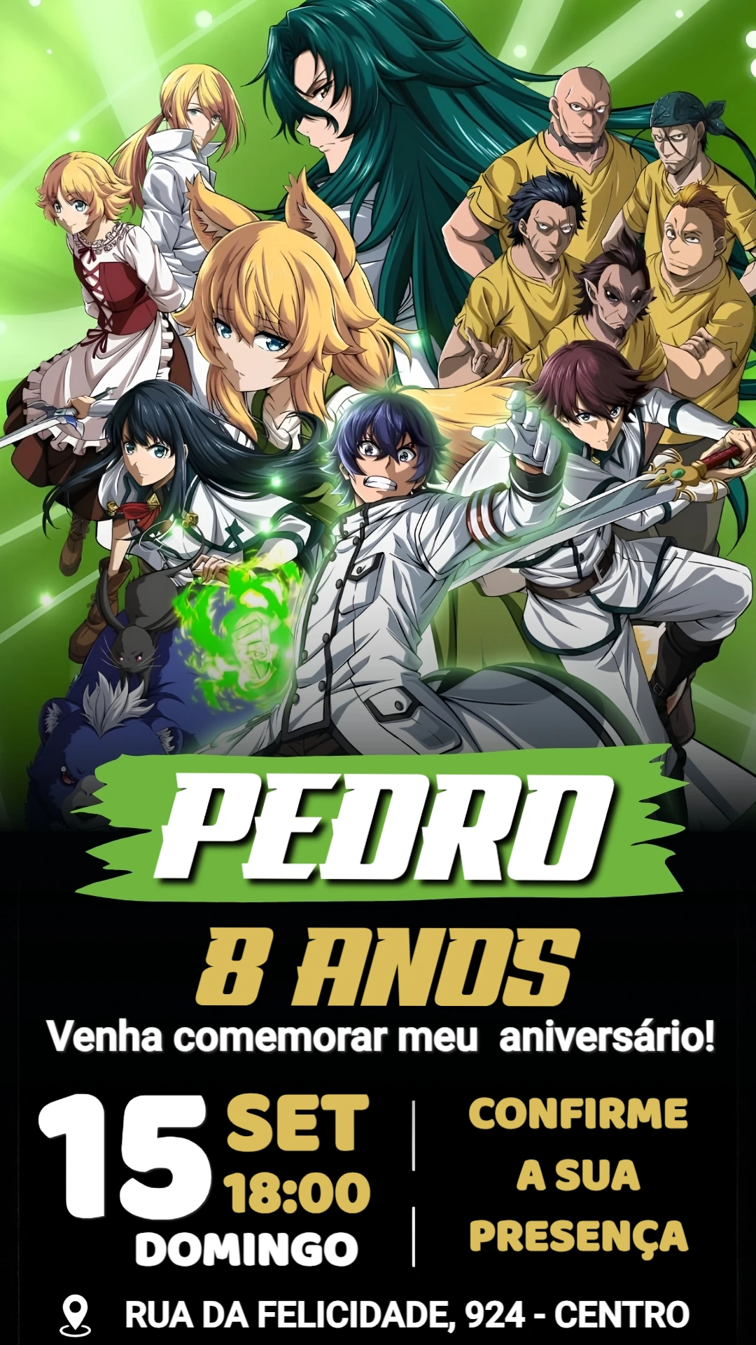 Convite de Aniversário The Wrong Way to Use Healing Magic Editável Convite de Aniversário The Wrong Way to Use Healing Magic Editável