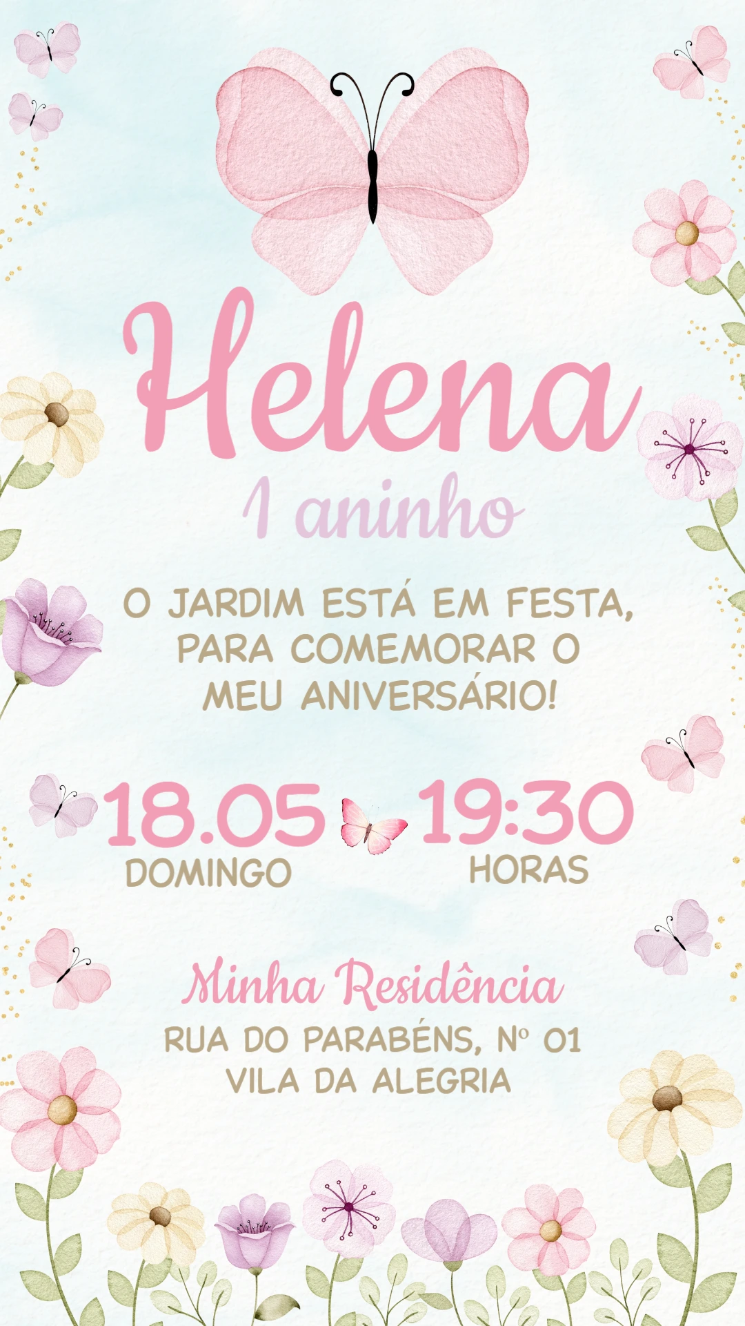 Convite Jardim das Borboletas Aniversário Infantil Editável Convite Jardim das Borboletas Aniversário Infantil Editável