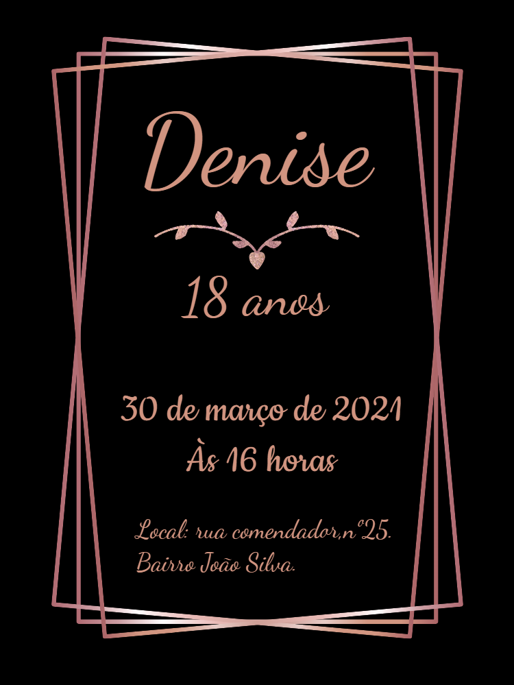 Convite de Aniversário Rosê Gold Elegante para Editar Online Convite de Aniversário Rosê Gold Elegante para Editar Online