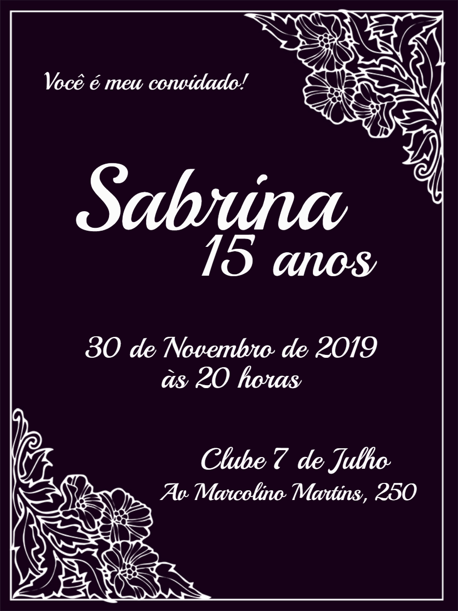 Convite 15 Anos Roxo Floral Elegante para Editar Online Convite 15 Anos Roxo Floral Elegante para Editar Online