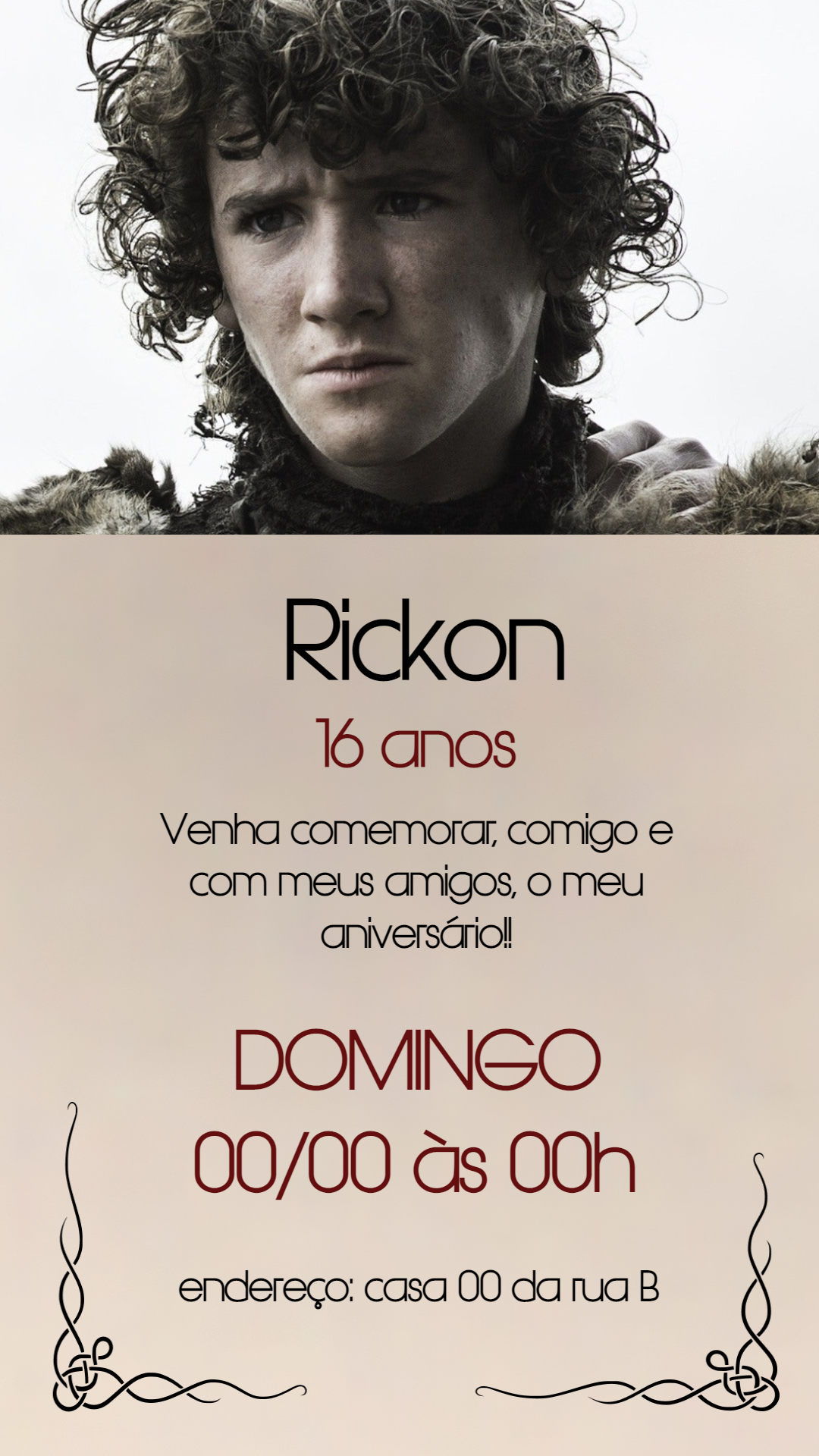 Convite Aniversário Game of Thrones com Foto para Editar Online Convite Aniversário Game of Thrones com Foto para Editar Online