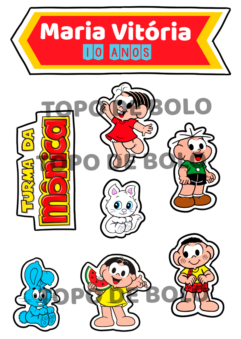 Topo de Bolo Turma da Mônica para Aniversário para Editar Topo de Bolo Turma da Mônica para Aniversário para Editar