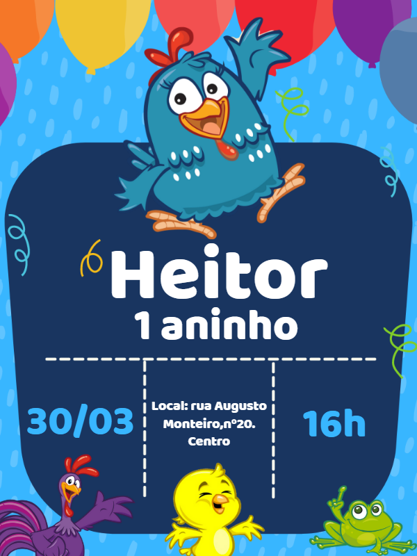 Convite de Aniversário Galinha Pintadinha para Editar Online Convite de Aniversário Galinha Pintadinha para Editar Online