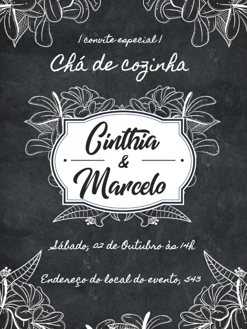 Convite Chá de Cozinha Quadro Negro para Editar Online Convite Chá de Cozinha Quadro Negro para Editar Online