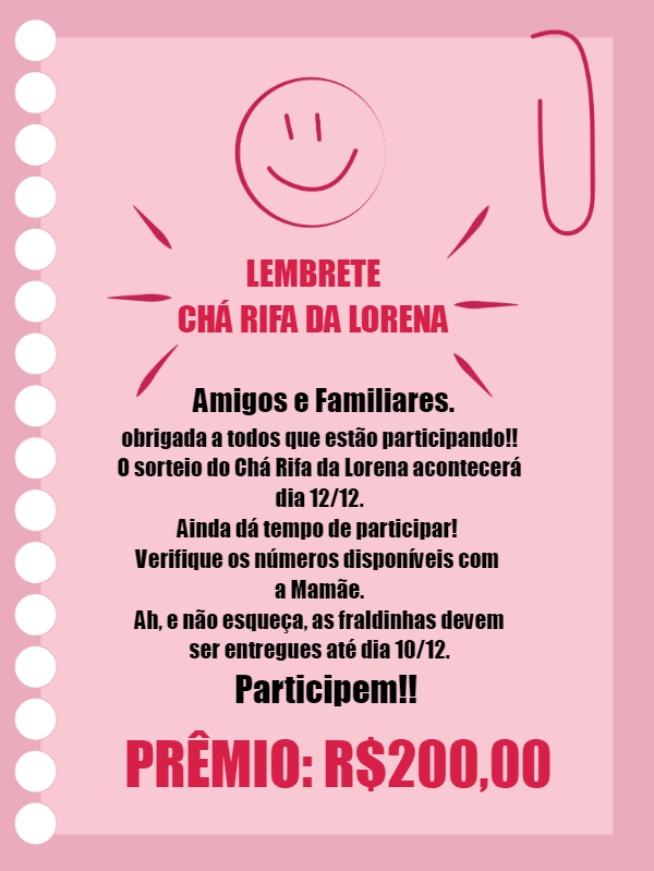 Lembrete de Chá Rifa Rosa Estilo Caderno para Editar Online Lembrete de Chá Rifa Rosa Estilo Caderno para Editar Online