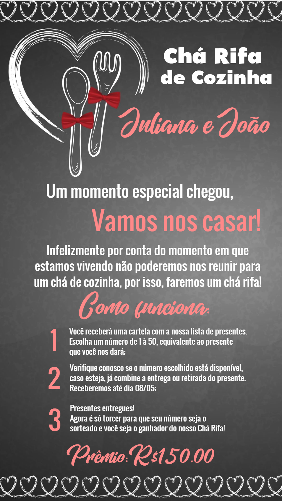 Convite Chá Rifa de Cozinha Quadro Negro para Editar Online Convite Chá Rifa de Cozinha Quadro Negro para Editar Online