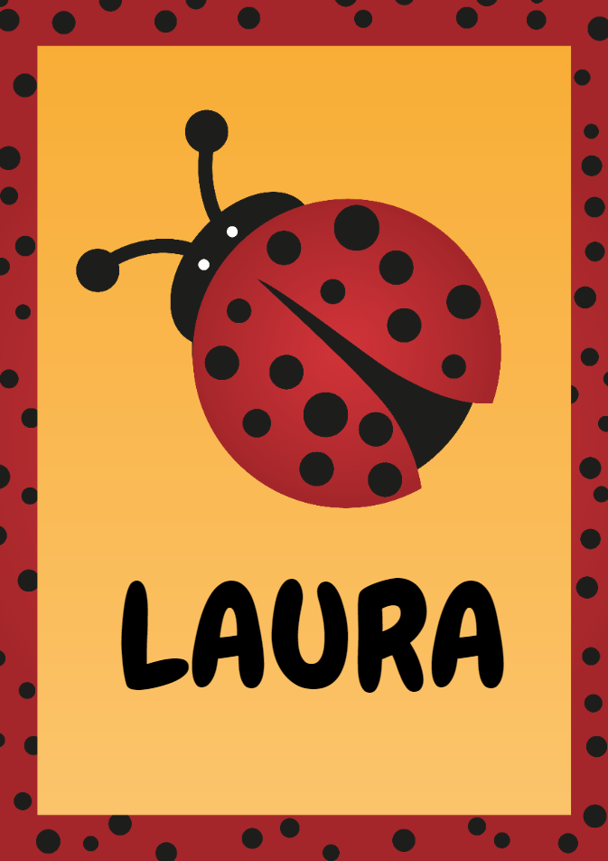 Arte para Quadro Joaninha com Nome Editável Online Arte para Quadro Joaninha com Nome Editável Online