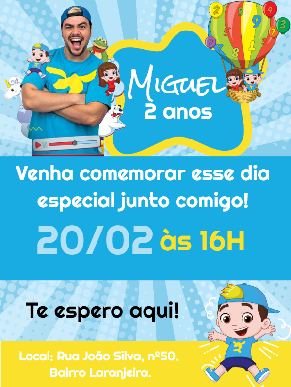 Convite de Aniversário Luccas Neto para Editar Online