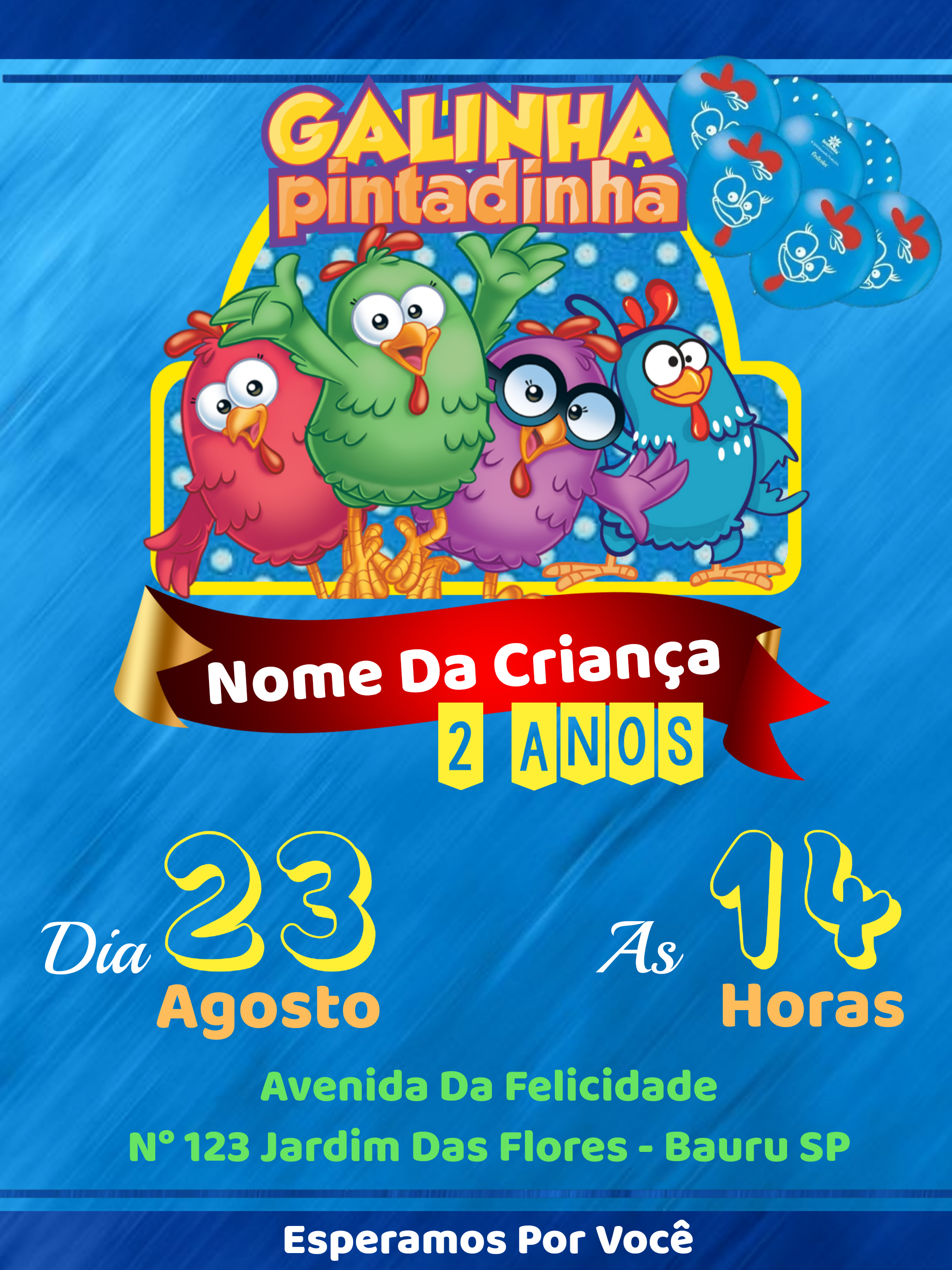 Convite de Aniversário Galinha Pintadinha para Editar Online Convite de Aniversário Galinha Pintadinha para Editar Online