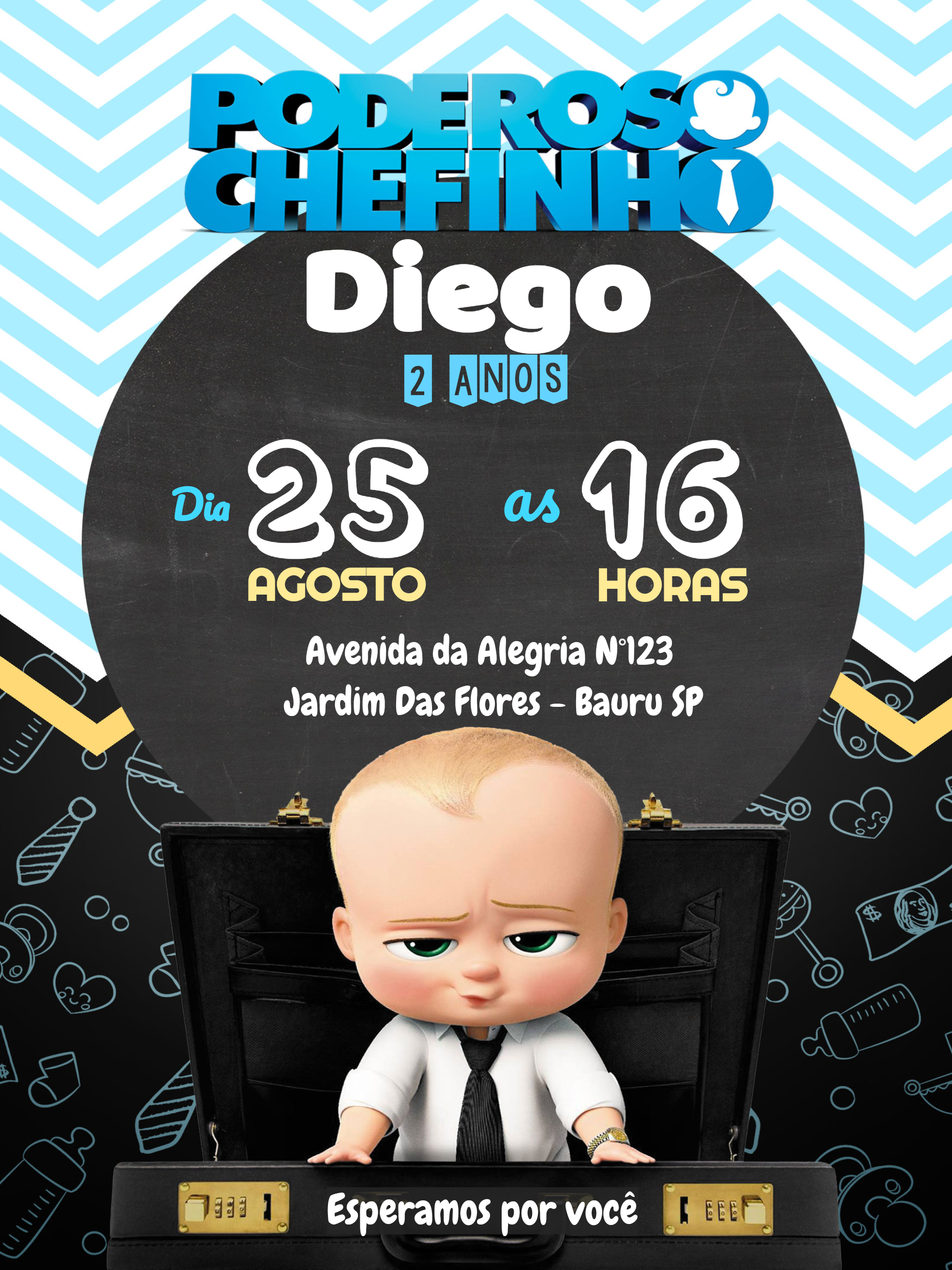 Convite Aniversário Poderoso Chefinho para Editar Online Convite Aniversário Poderoso Chefinho para Editar Online