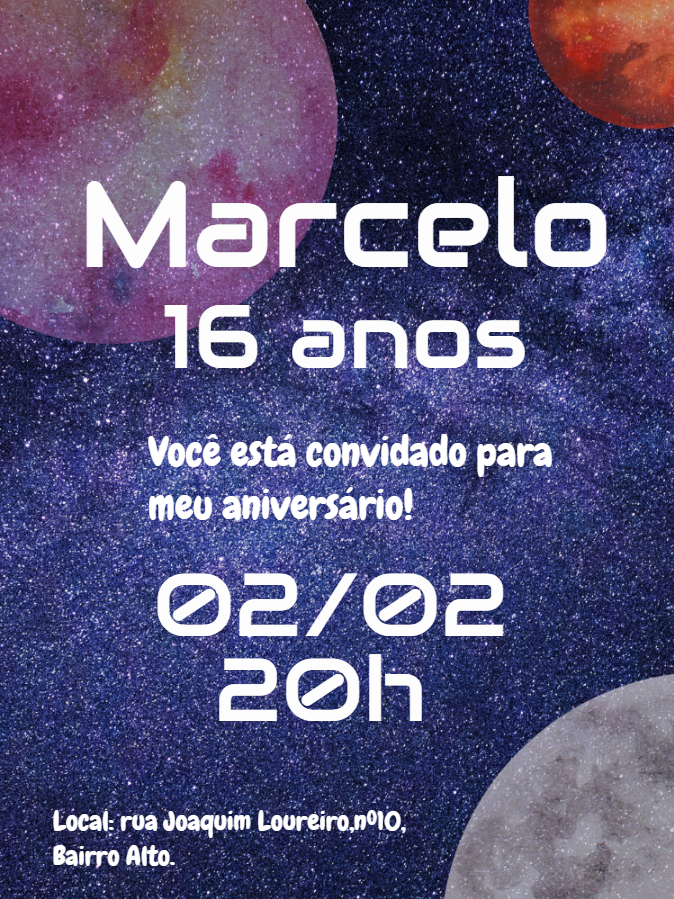 Convite de Aniversário Galáxia para Editar Online Convite de Aniversário Galáxia para Editar Online