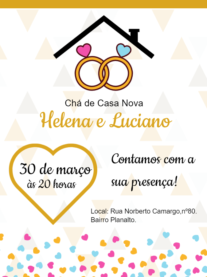 Convite Chá de Casa Nova com Anéis e Corações para Editar Online Convite Chá de Casa Nova com Anéis e Corações para Editar Online