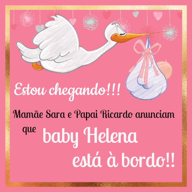 Anúncio de Gravidez Menina com Cegonha para Editar Online