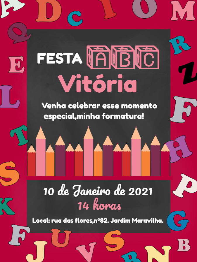 Convite Formatura ABC Infantil para Editar Online Convite Formatura ABC Infantil para Editar Online