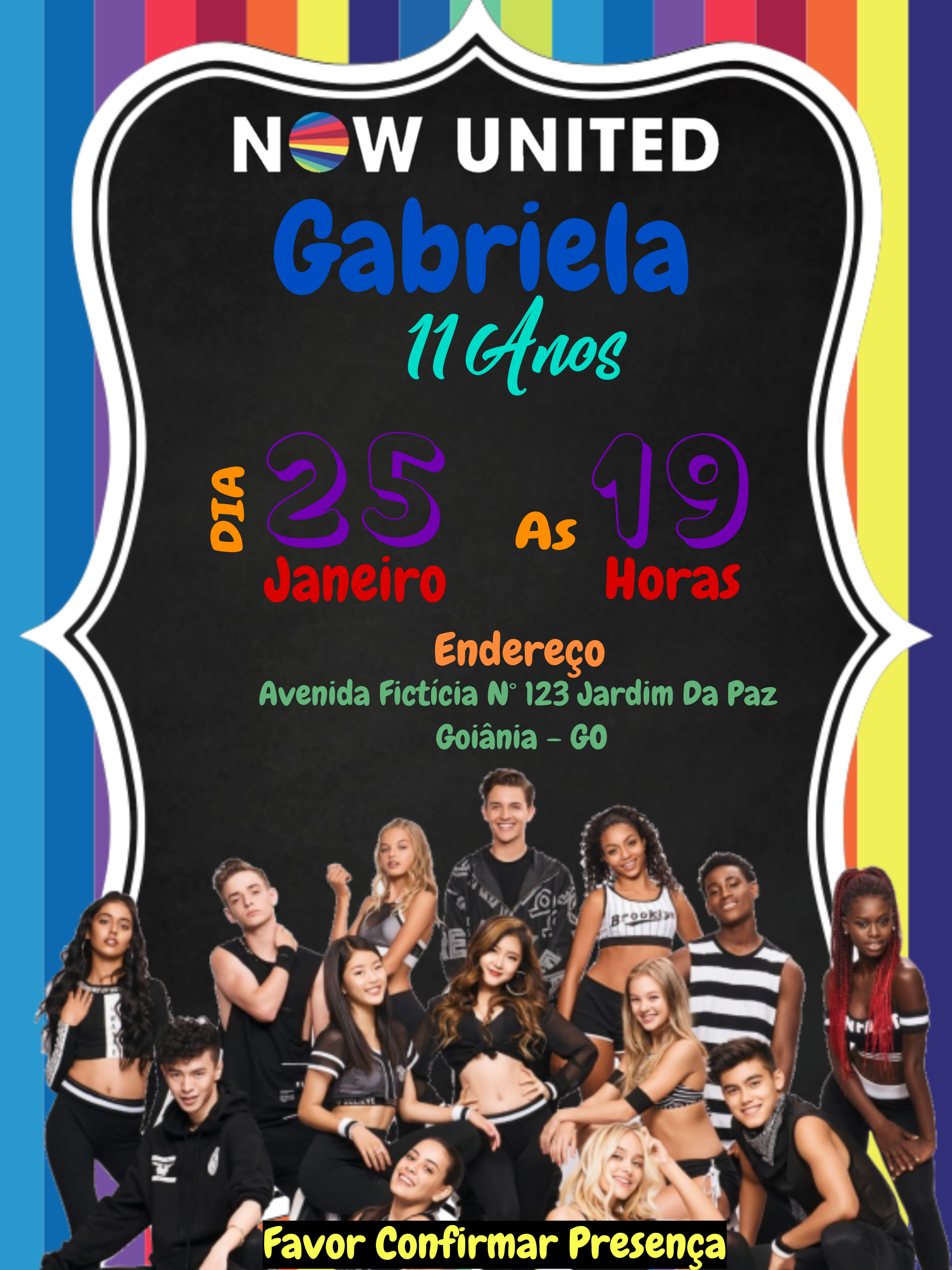 Convite de Aniversário Now United para Editar Online