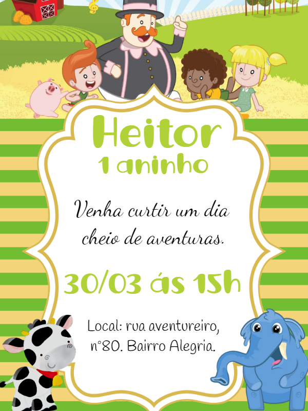 Convite Aniversário Mundo Bita com Personagens para Editar Online Convite Aniversário Mundo Bita com Personagens para Editar Online