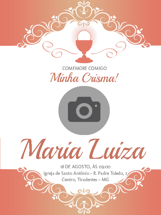 Convite de Crisma com Foto Delicado para Editar Online Convite de Crisma com Foto Delicado para Editar Online