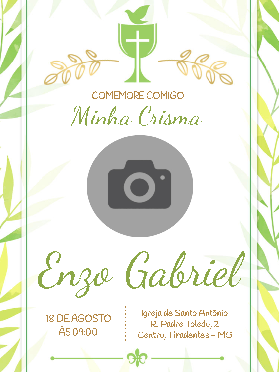 Convite de Crisma com Foto para Editar Online Convite de Crisma com Foto para Editar Online