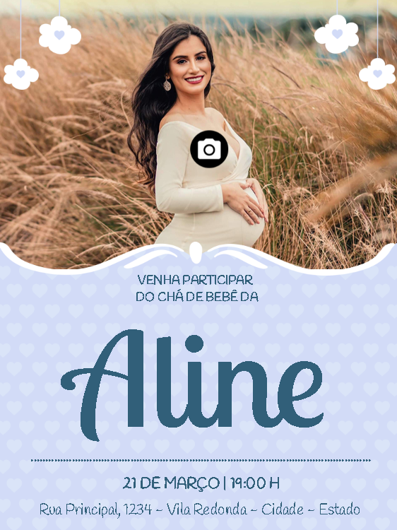 Convite de Chá de Bebê com Foto para Editar Online e Imprimir Convite de Chá de Bebê com Foto para Editar Online e Imprimir