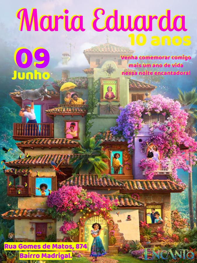 Convite Aniversário Encanto da Disney para Editar Online Convite Aniversário Encanto da Disney para Editar Online