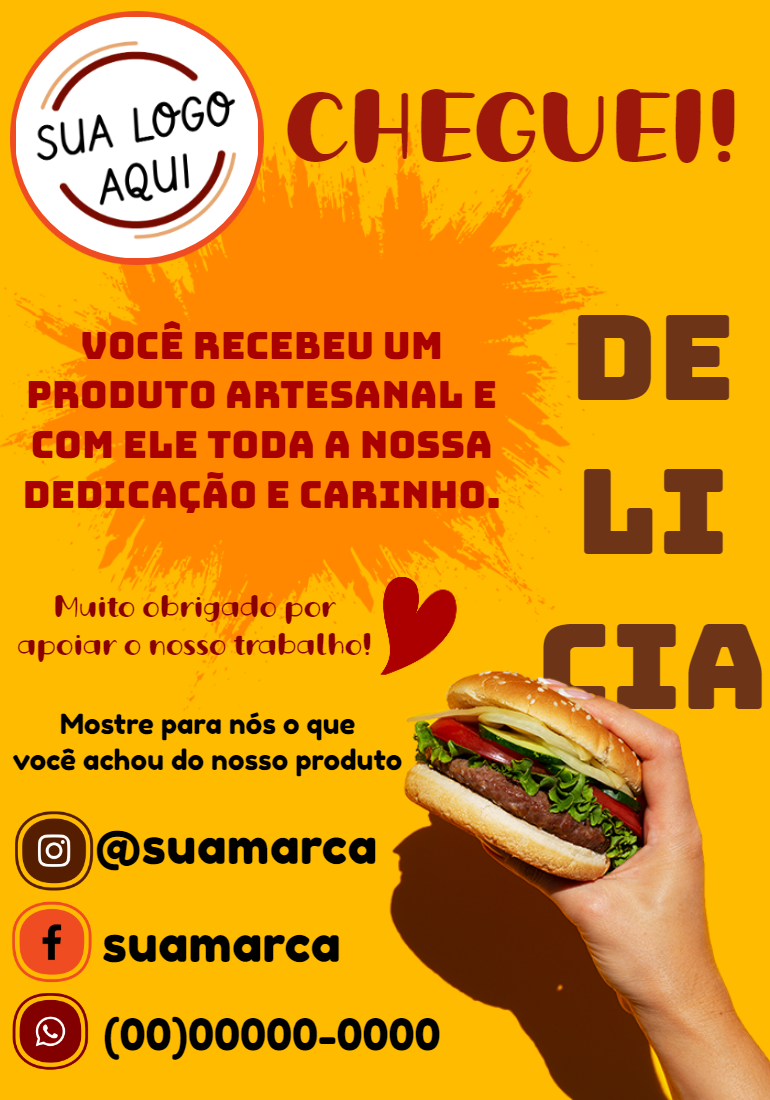 Cartão de Agradecimento Hamburgueria para Editar Online Cartão de Agradecimento Hamburgueria para Editar Online