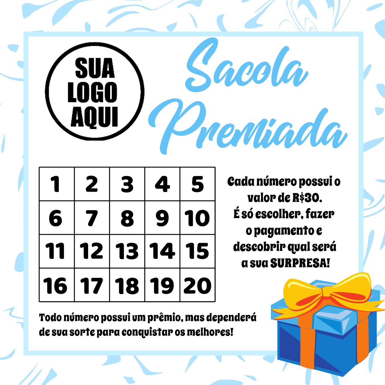 Arte Sacola Premiada com Números para Editar Online Arte Sacola Premiada com Números para Editar Online