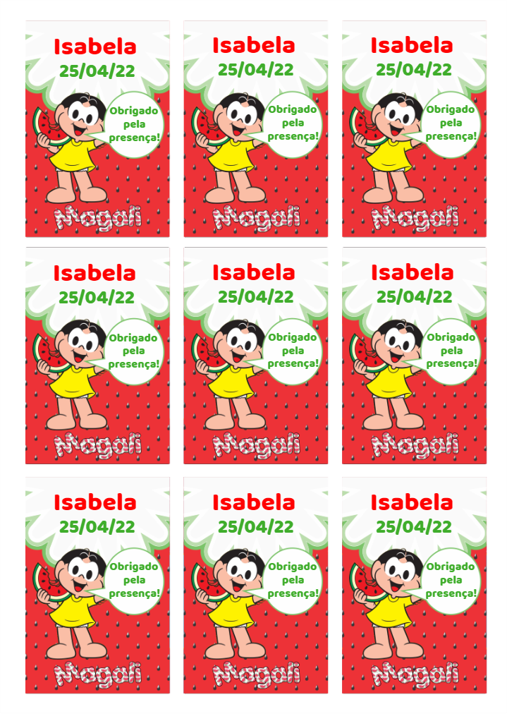 Tag de Aniversário Magali Editável para Imprimir Online Tag de Aniversário Magali Editável para Imprimir Online