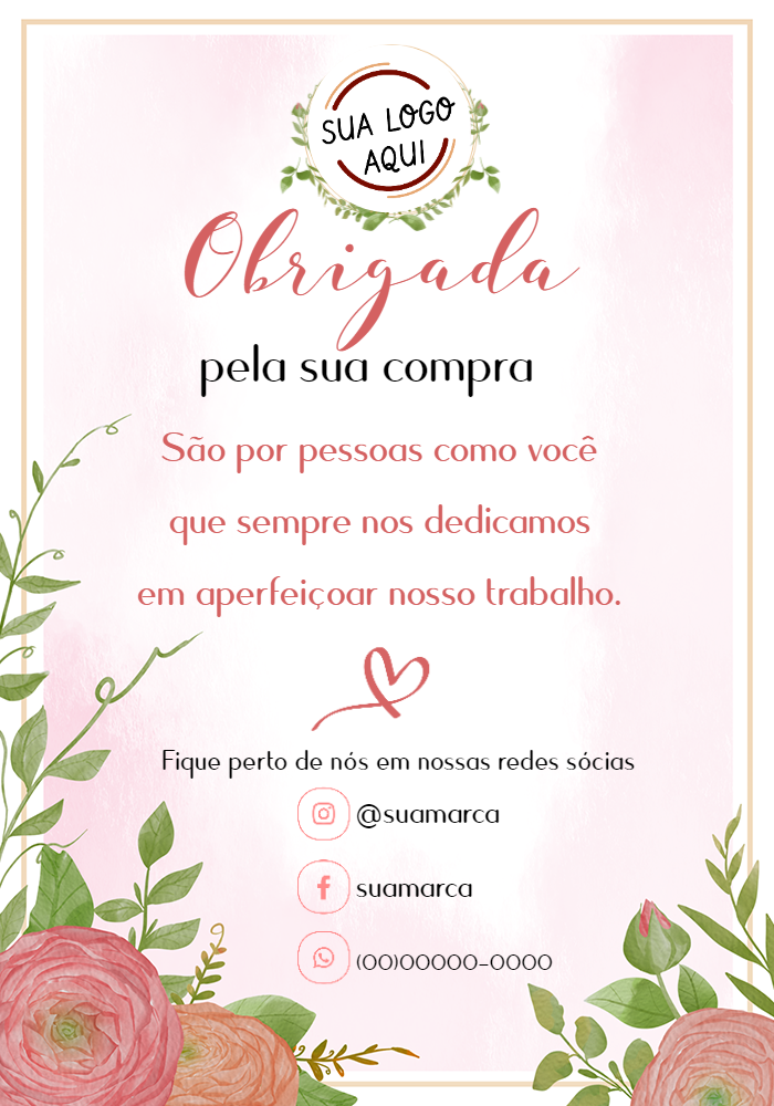 Cartão de Agradecimento pela Compra Floral para Editar Online Cartão de Agradecimento pela Compra Floral para Editar Online