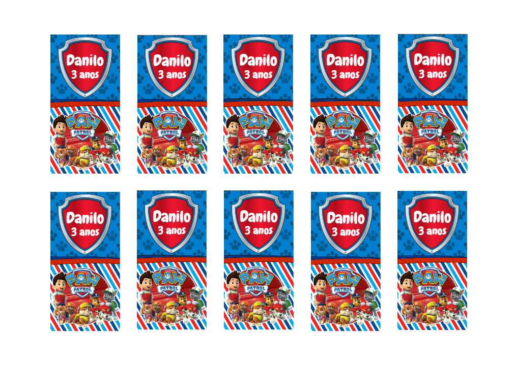 Adesivo Aniversário Patrulha Canina para Editar Online Adesivo Aniversário Patrulha Canina para Editar Online