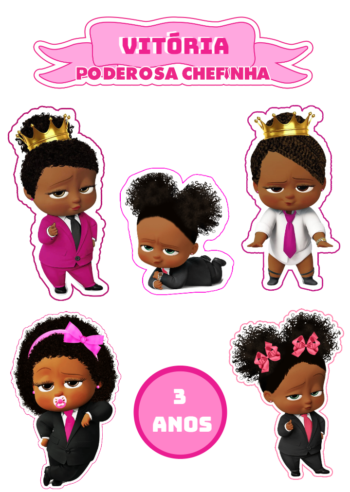 Topo de Bolo Poderosa Chefinha Negra para Editar e Imprimir Topo de Bolo Poderosa Chefinha Negra para Editar e Imprimir