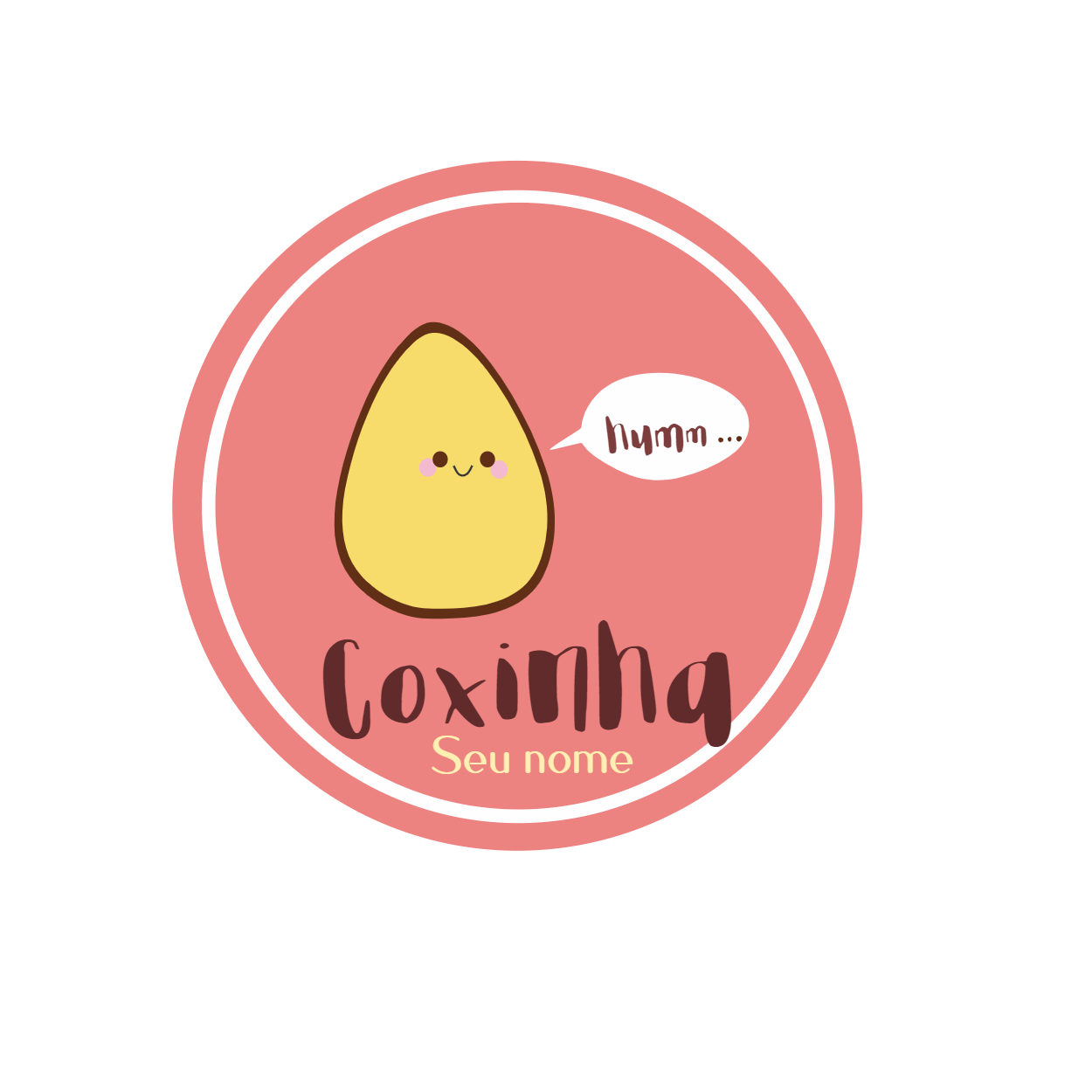 Logo Editável de Coxinha para Lanchonete e Salgados Logo Editável de Coxinha para Lanchonete e Salgados