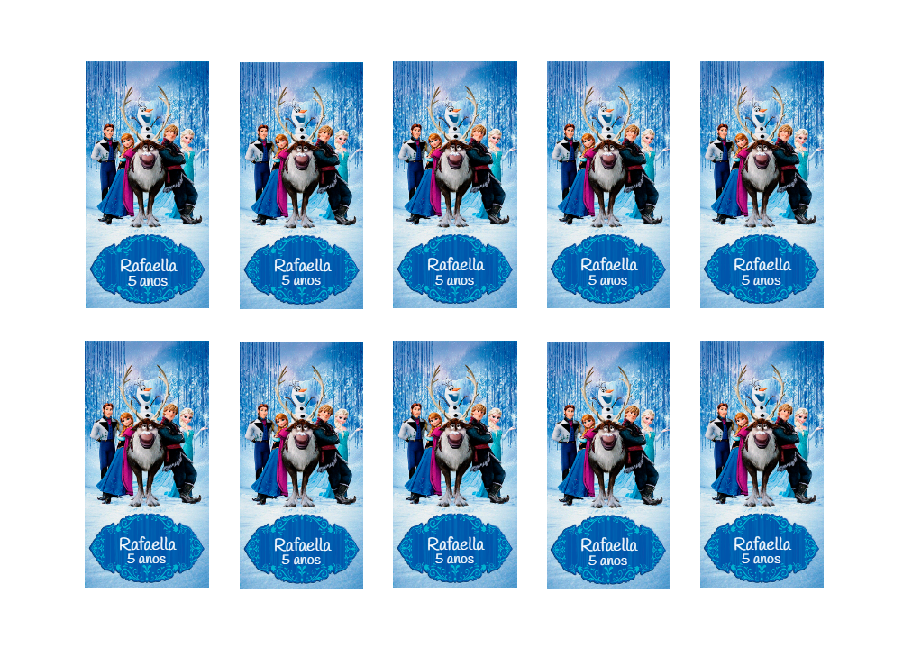 Adesivo Aniversário Frozen com Personagens para Editar Online Adesivo Aniversário Frozen com Personagens para Editar Online