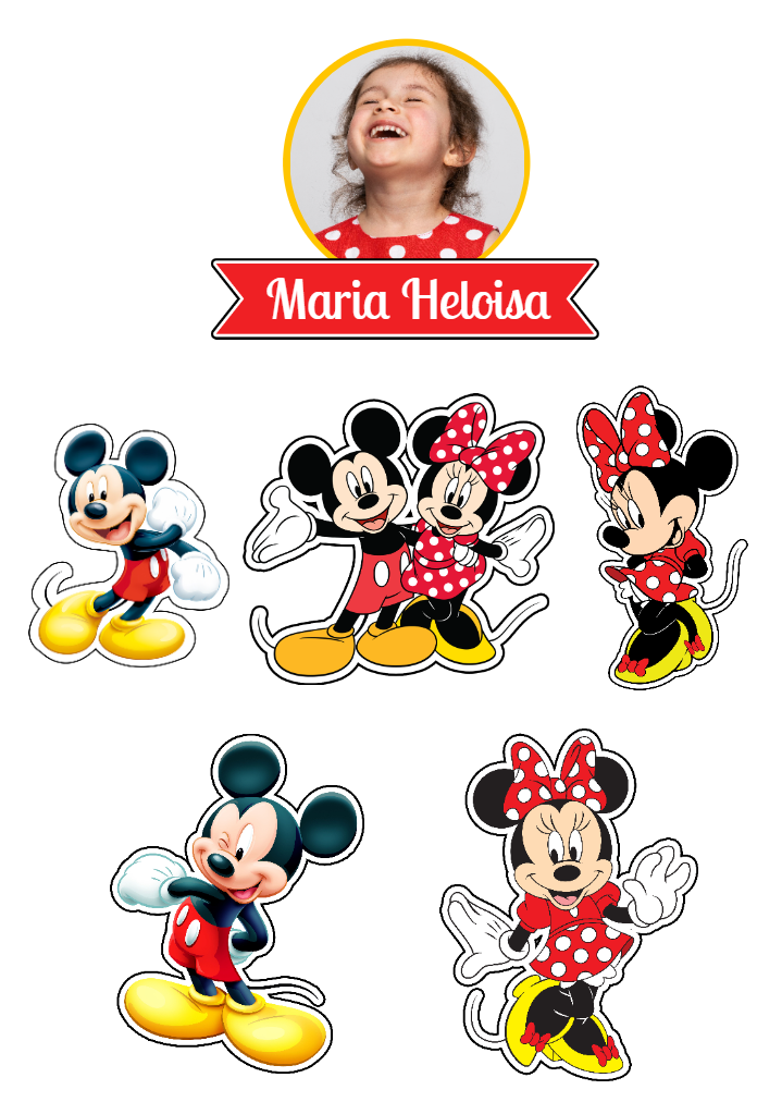 Topo de Bolo Mickey e Minnie com Foto Editável para Imprimir Topo de Bolo Mickey e Minnie com Foto Editável para Imprimir