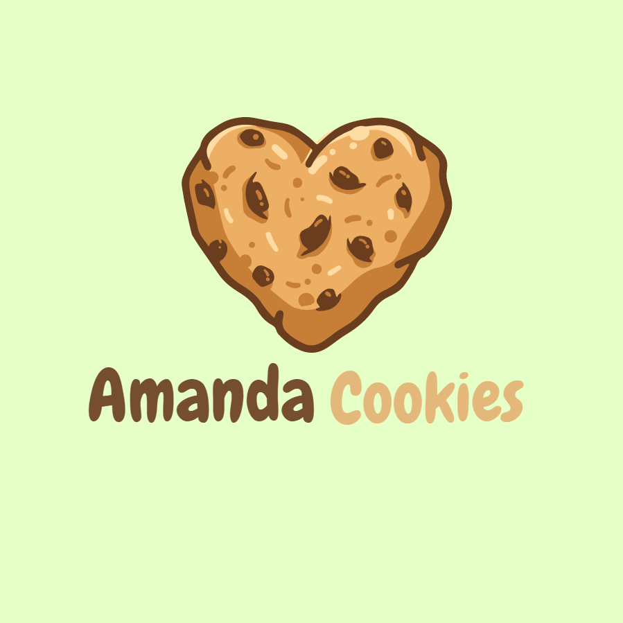 Logo Editável de Biscoito Coração para Doceria Logo Editável de Biscoito Coração para Doceria