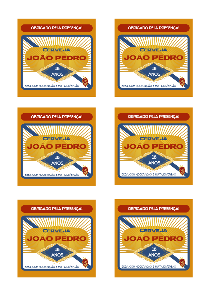 Rótulo de Cerveja de Aniversário para Editar e Imprimir Rótulo de Cerveja de Aniversário para Editar e Imprimir