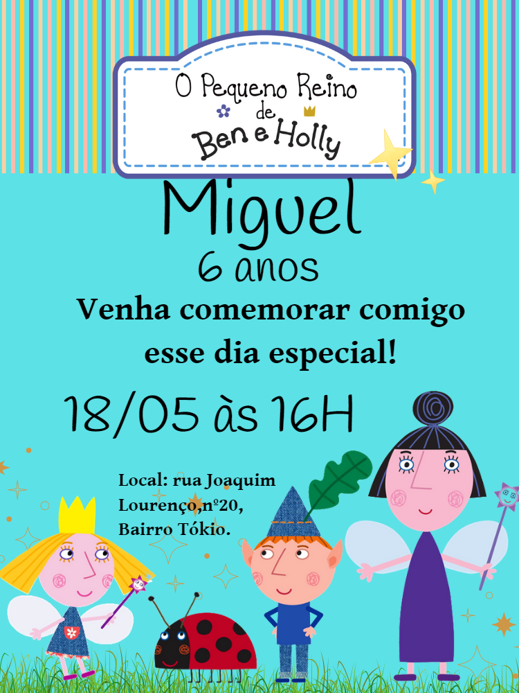 Convite de Aniversário Ben e Holly para Editar Online Convite de Aniversário Ben e Holly para Editar Online