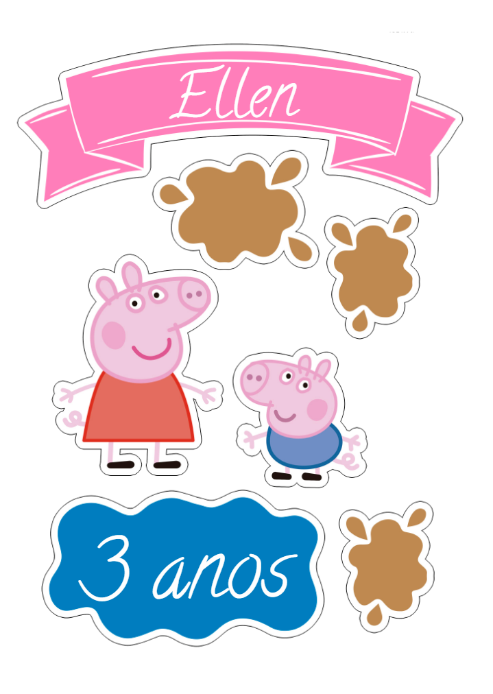 Topo de Bolo Aniversário Peppa Pig para Editar e Imprimir Topo de Bolo Aniversário Peppa Pig para Editar e Imprimir
