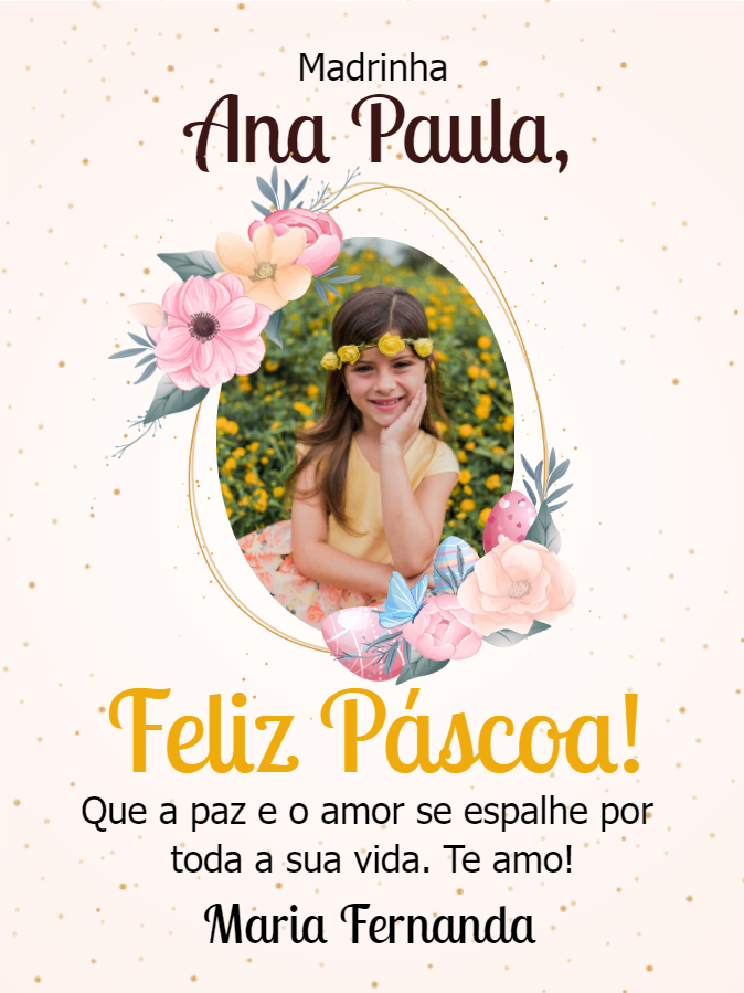 Cartão de Páscoa Floral com Foto para Editar Online Cartão de Páscoa Floral com Foto para Editar Online