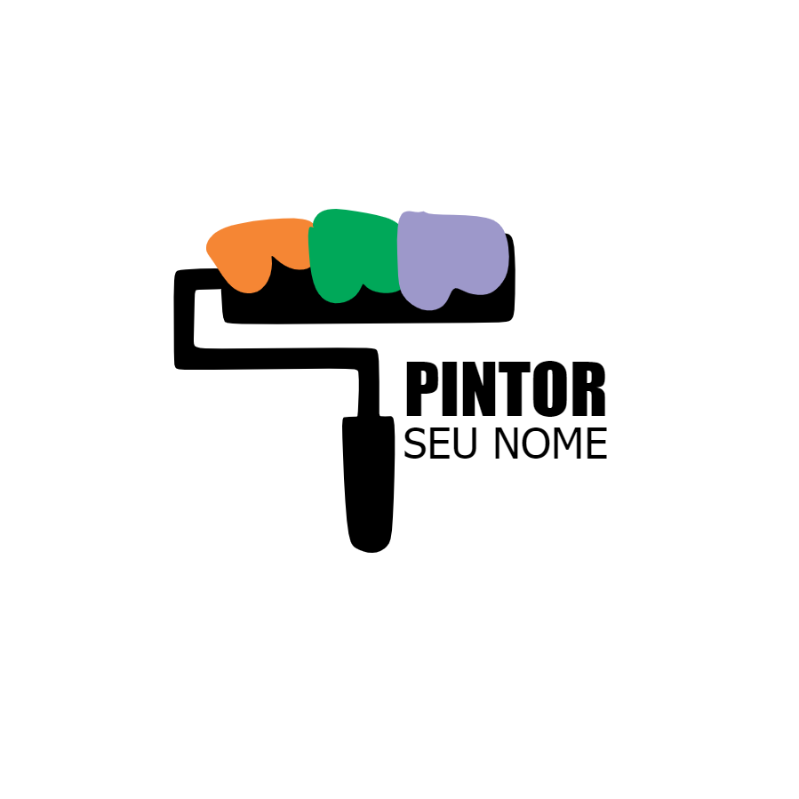 Logo para Pintor com Rolo de Tinta Editável para Personalizar Logo para Pintor com Rolo de Tinta Editável para Personalizar