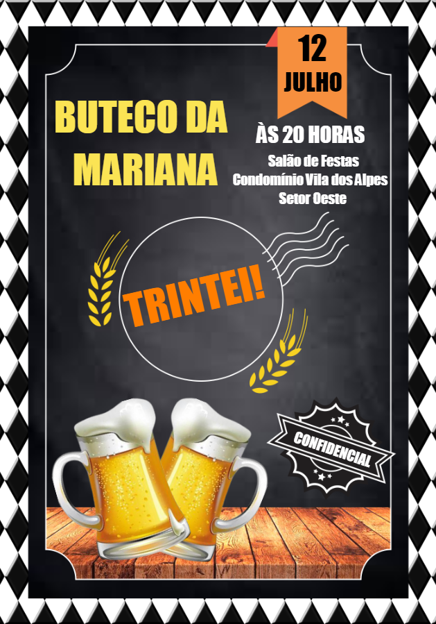 Convite de Aniversário Tema Boteco com Cerveja para Editar