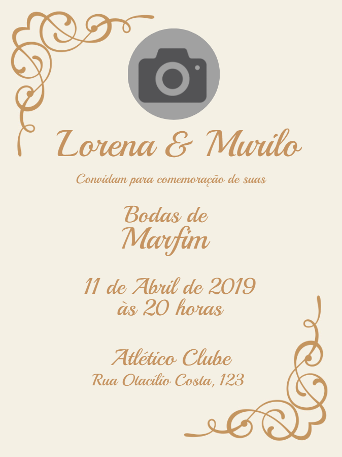 Convite Bodas de Marfim com foto para Editar Online Convite Bodas de Marfim com foto para Editar Online